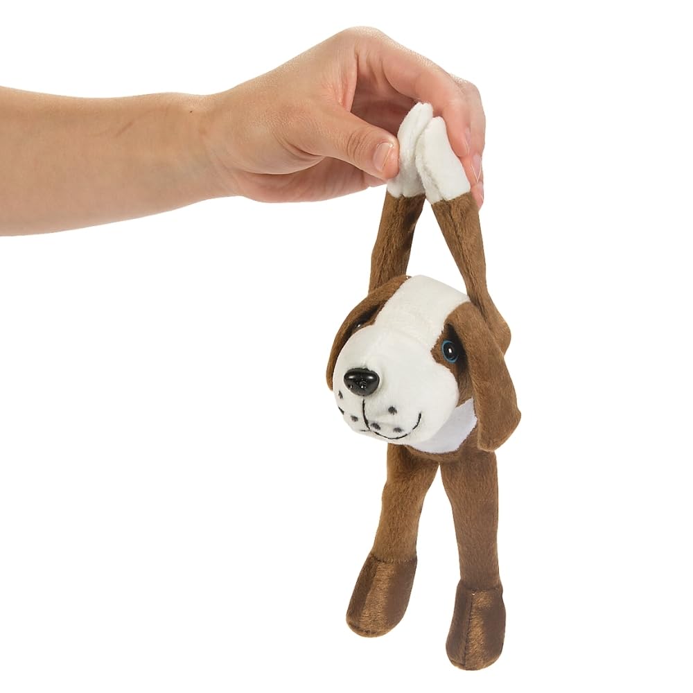 Hanging Dog Stuffed Animals - Stuffed Dog Plush with Hook and Loop Fastener Paws - Set of 12
