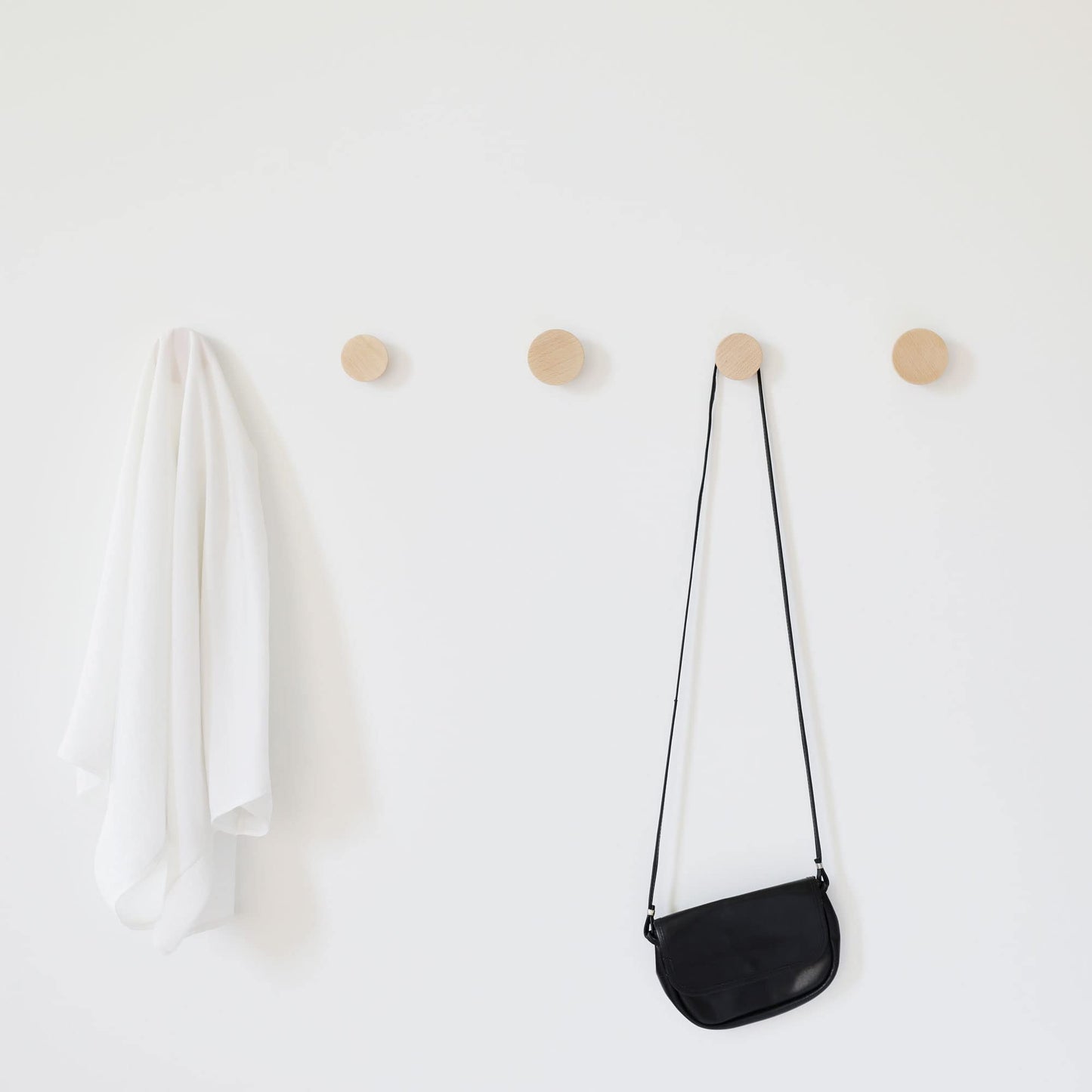 5mm Paper Solid Round Beech Wood Wall & Coat Hook, Set of 2, 2.3 inch Dia, Ideal for Entryway, Bathroom, Bedroom, or Office
