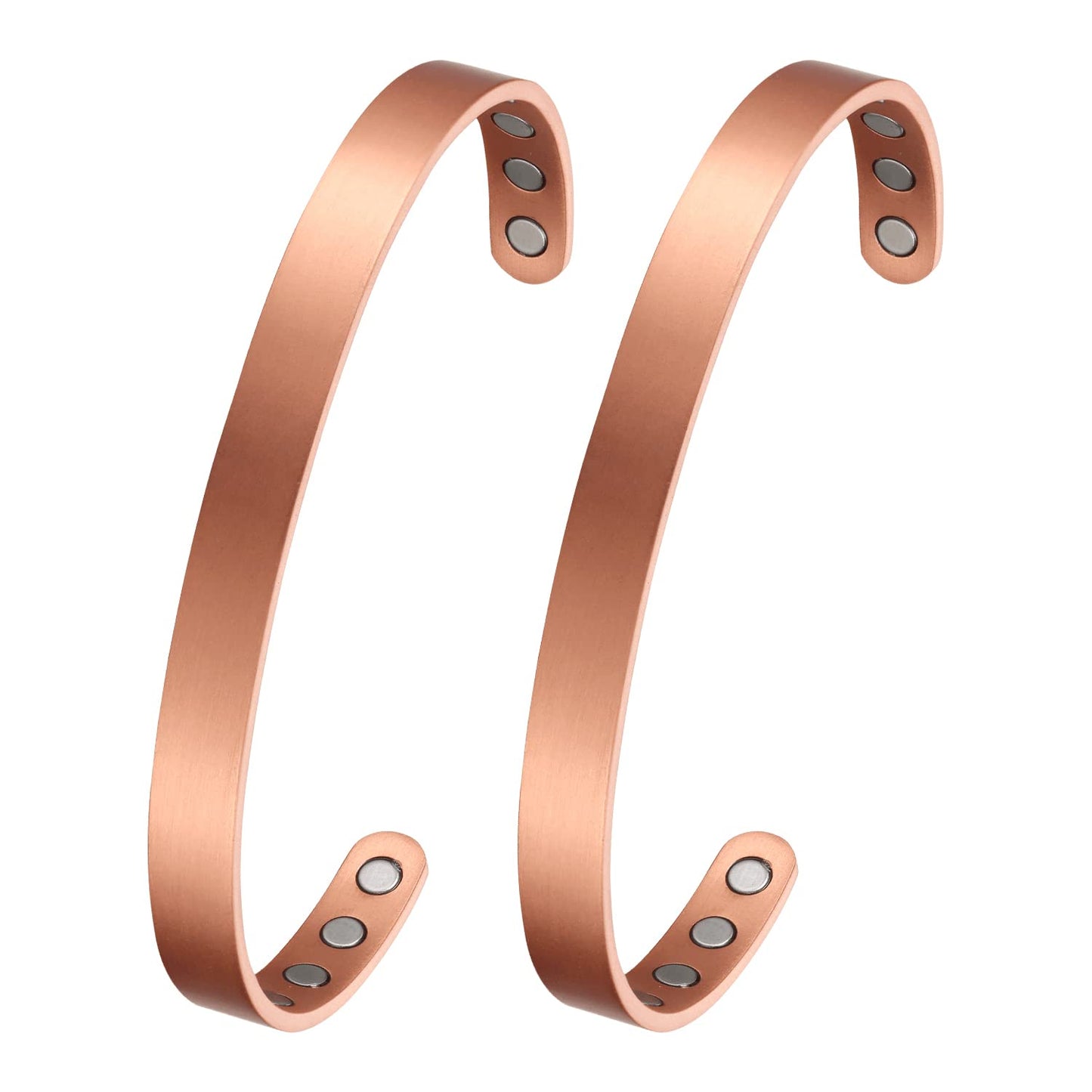 MagEnergy Copper Bracelet for Men and Women, 99.9% Pure Copper Magnetic Bangle with 8pcs 3500 Gauss Magnets, 6.8" Adjustable Jewelry Gift(2Pcs)