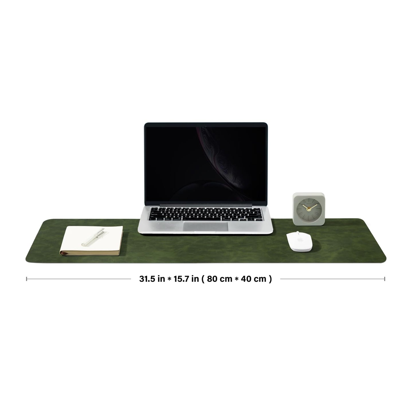 Distressed Leather Desk Mat - Non-Slip PU Desk Pad for Office and Home - Desk Organization and Accessories - Ideal for Large Mouse Pad and Desk Mats on Top of Desks(Forest Green,31.5"x 15.7")