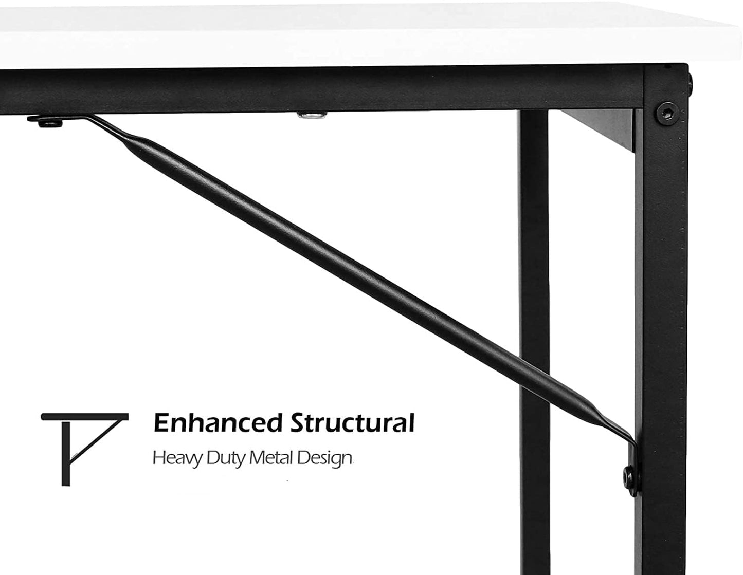 Lufeiya Computer Desk White Writing Table for Small Spaces Home Office 39 Inch Modern Study PC Desk with Storage Bag Hook, White Black