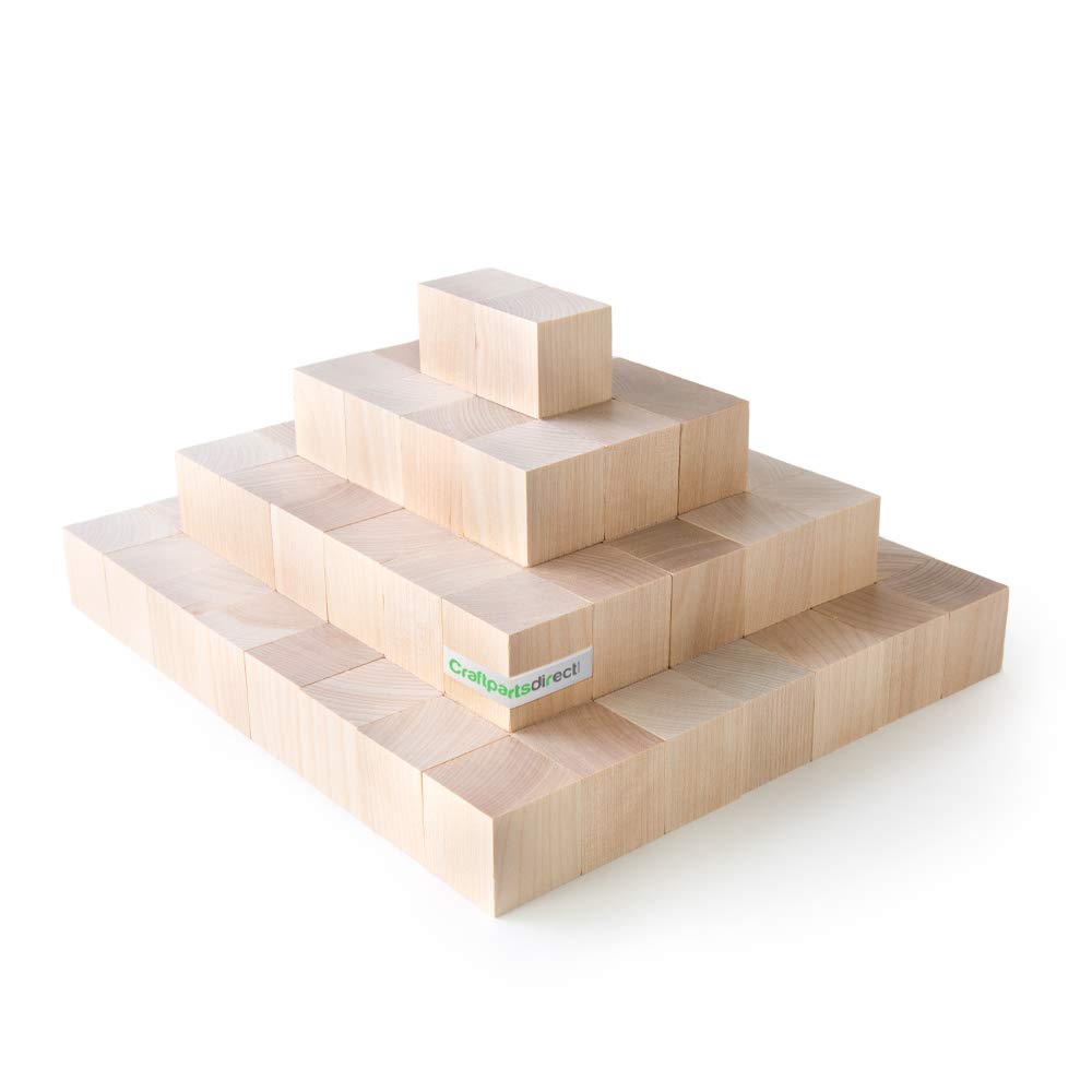 2 inch Maple Wood Cube - 50 Pack, Natural Solid Wooden Square Blocks, Unfinished – for Arts, Craft, and DIY People