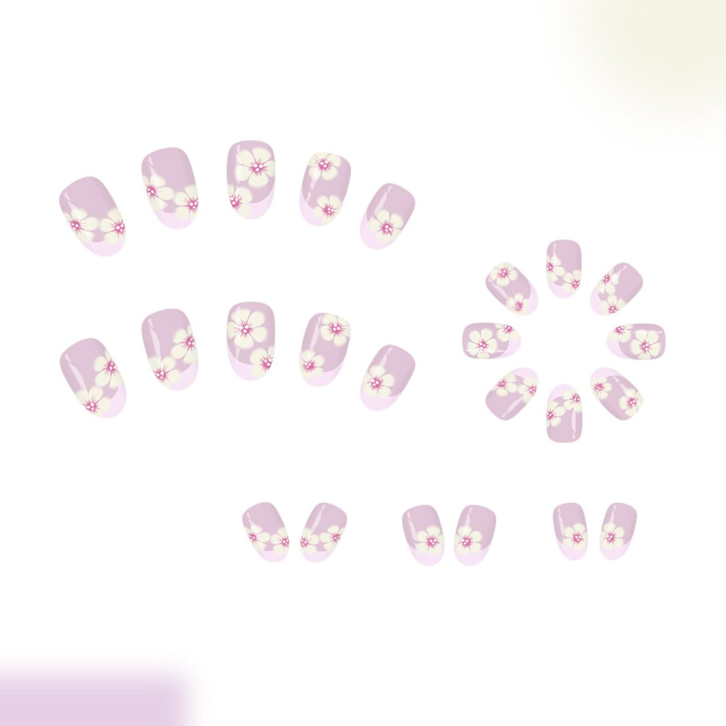 Short Almond Press on Nails Soft Pink Gradient Base Delicate Cherry Motifs Shiny Surface Gentle Fresh Manicure Stick on Nails Artificial Nails Suitable for Elegant Cute Stylish Charming Pretty 24 Pcs