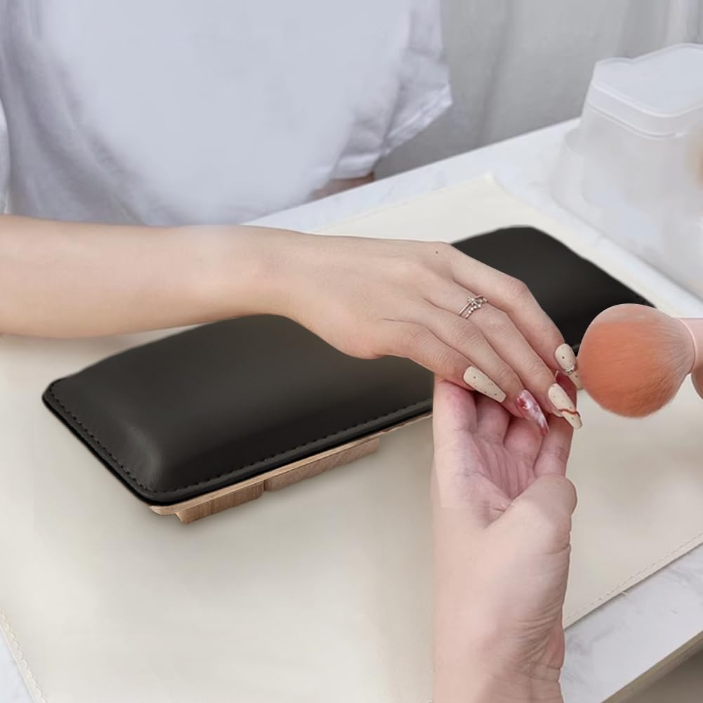 WAYUTO Folding Nail Arm Rest Nail Art Hand Pillow Nail Tech Arm Rest Pillow Nail Manicure Hand Rest Nail Polish Hand Cushion for Women Girls Black