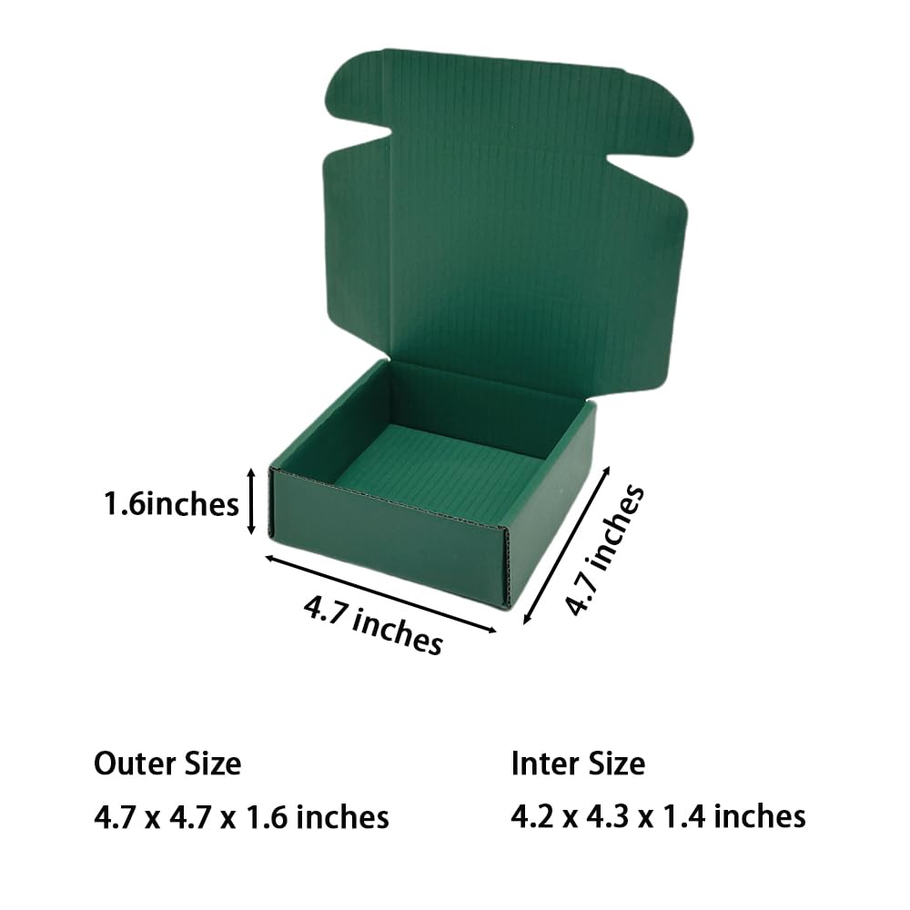 50 Pcs 4.7 x 4.7 x 1.6 Inches Mini Size Corrugated Cardboard Gift Boxes Recyclable Shipping Boxes for Packing Jewelry Ornament Gift Craft Packaging Supplier (Hunter Green)