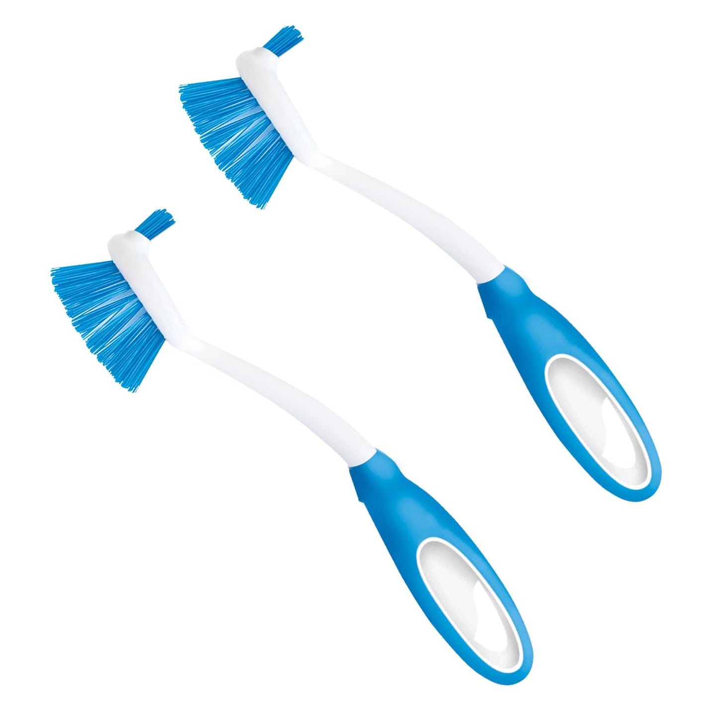 Dish Brush Scrubber for Kitchen, 2 Pack, by LOLA, Has Stiff Bristles & Food Scraper, Comfort No-Slip Grip Handle, Safe for Non-Stick & Coated Cookware
