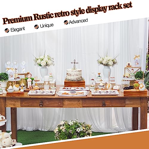 Barydat 8 Pcs Large 13.7" Wood Risers Display Stands Rustic Square Cupcake Stand Food Risers Stackable Display Box for Buffet Table Dessert Food Birthday Wedding Party(Dark Brown) - color: Dark Brown, size: Large