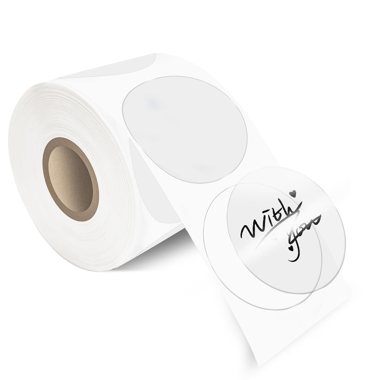 400Pcs/Roll - 2 Inch Clear Thermal Labels, Waterproof & Oil-Resistant Round Stickers, Circle Printer Labels for Business Logo, Pricing, Address, Thanks/Blessing Label