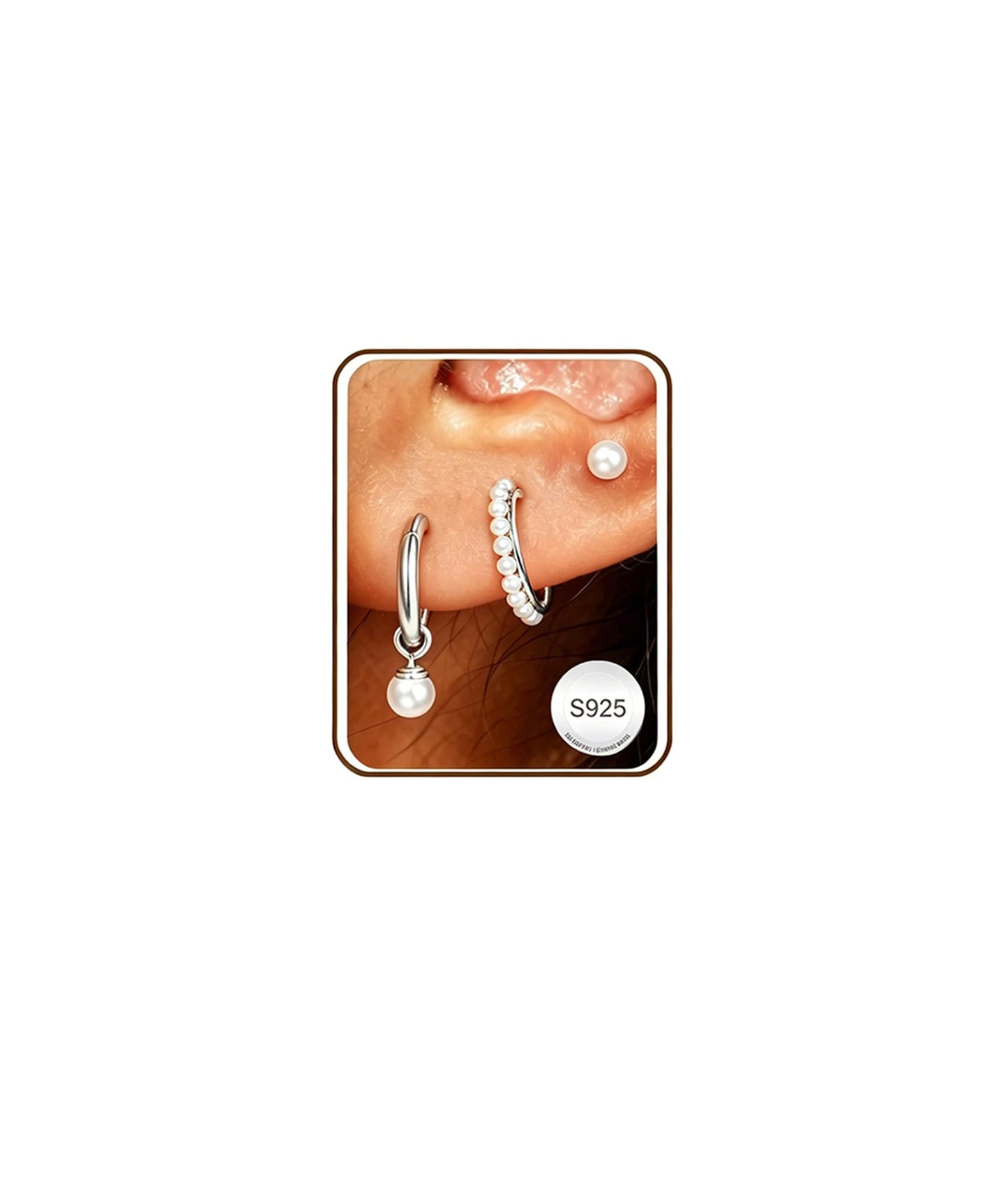 DORANA Silver Pearl Hoop Earrings for Women Non Tarnish Small Huggie Earrings 925 Sterling Silver Hypoallergenic Cartilage Stackable Sleeper Hoops Stacks Sets for Multiple Piercing, 3 Pairs
