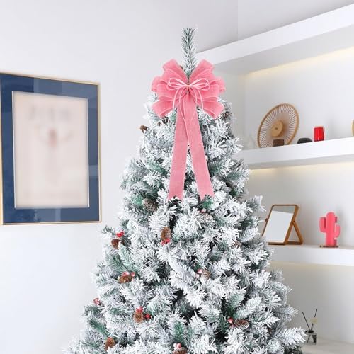 2 Packs Large Pink Valentines Wreath Bows, Large Easter Spring Tree Topper Bow for Christmas Tree, Easter Bow, Valentine Decoration Home Front Door Outdoor Decor (12x20in)