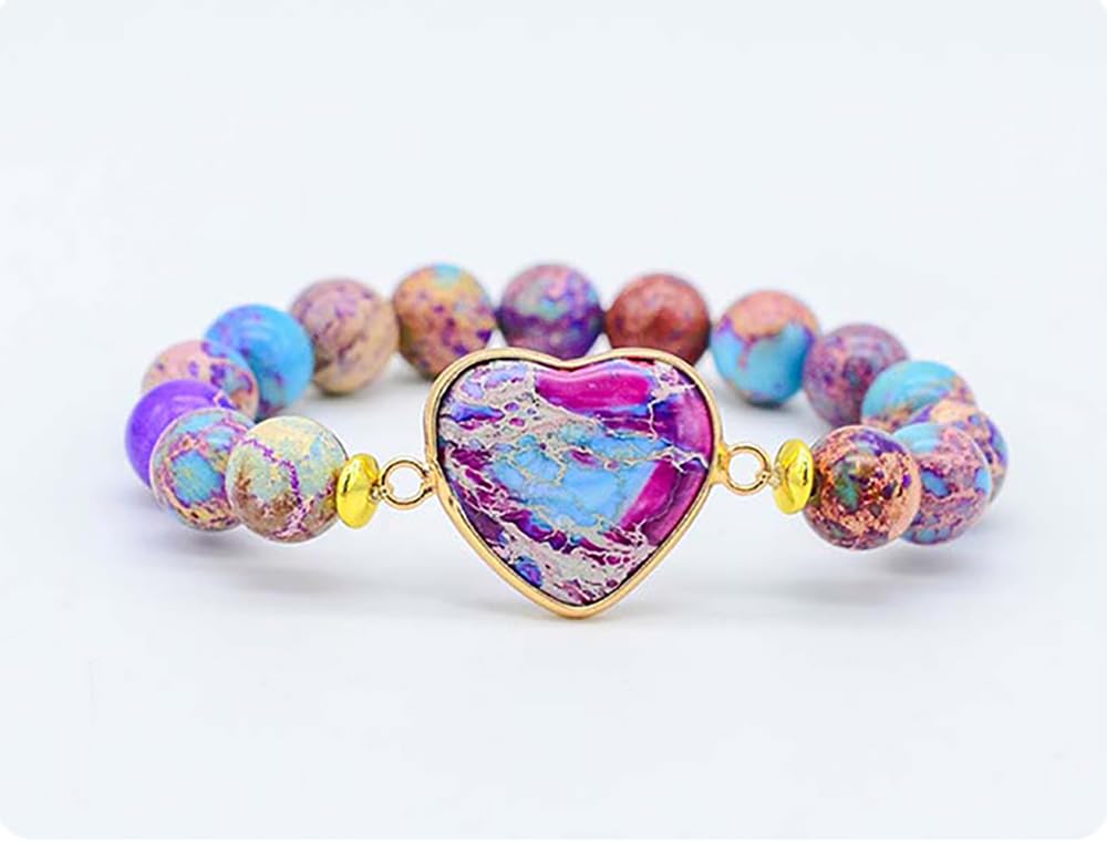 ZOSOJONA Women Wrap Bracelet Boho Natural Jasper Crystal Stone Beads Strand Bracelets (Imperial Jasper)