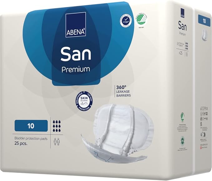 Abena San Premium Incontinence Pads, Heavy Absorbency, (Sizes 8 to 11), Size 10, 100 Count