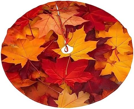 Autumn Leaves Fall Christmas Tree Skirts 36", Xmas Tree Cloth Mats Trees Skirts for Decor Gift, Home Decoration