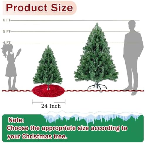 Red Tree Skirt Small 24IN Ruffle Christmas Tree Skirt for 4FT Tree