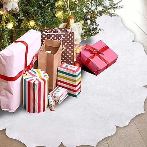 Christmas Tree Skirt,48 inch Classic Non-Woven Fabric White Tree Skirt,for Xmas Tree and Holiday Indoor Decoration(White, Small)