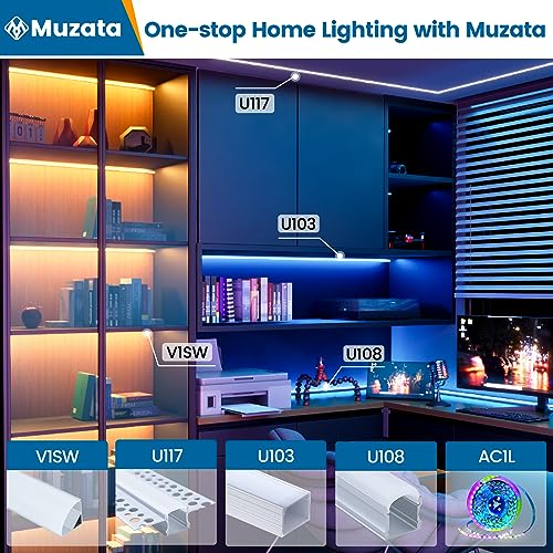 Muzata 10Pack 6.6ft/2M Plaster in LED Channel Trimless Recessed LED Strip Diffuser Channel Spotless Deeper Wider for Drywall Ceiling Wall U117 WW 2M - size: 10Pack*2M/6.6FT