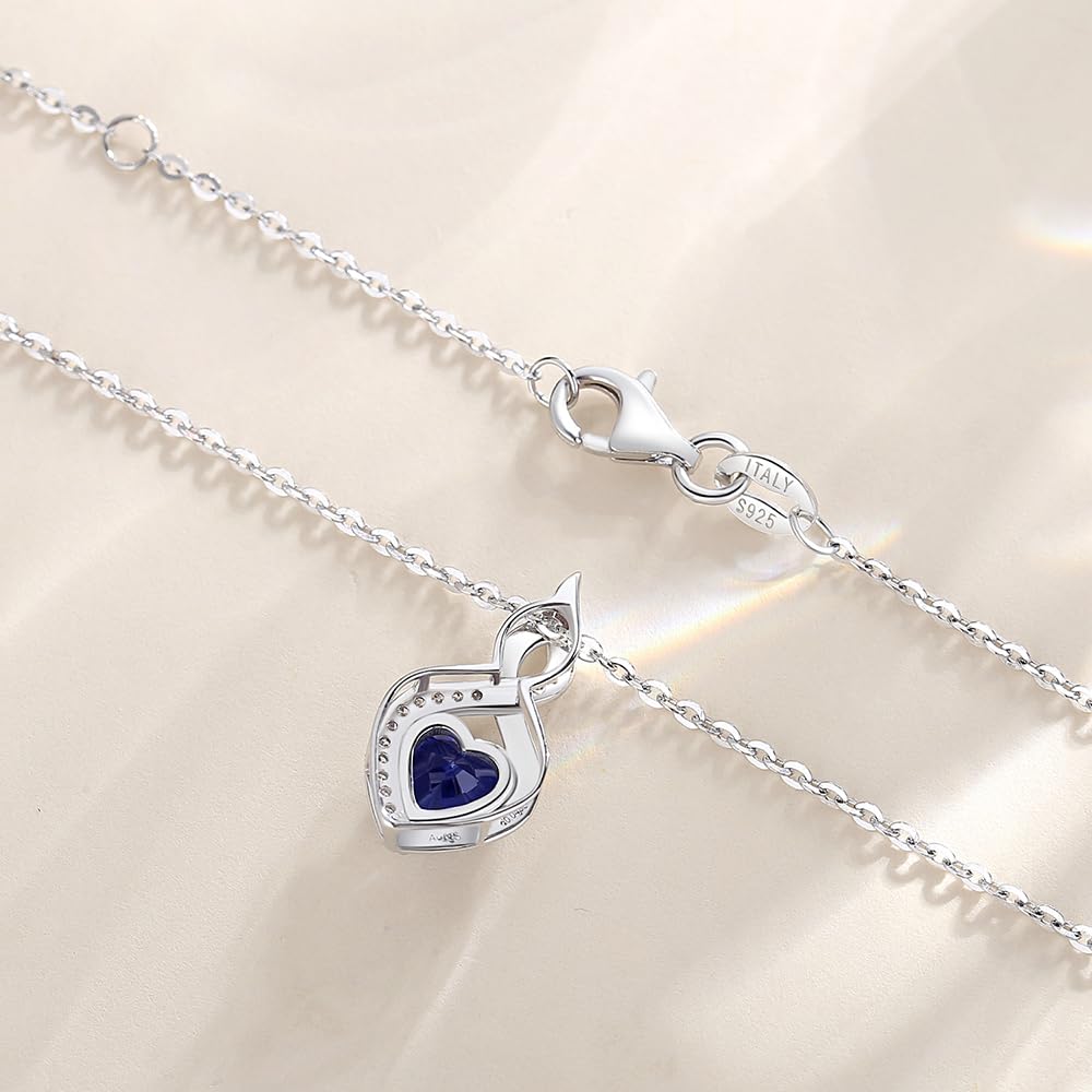 FANCIME Emerald Necklace 14K Solid White Gold Heart Pendant with Diamond May Birthstone Necklace Jewelry Gifts for Mom Women