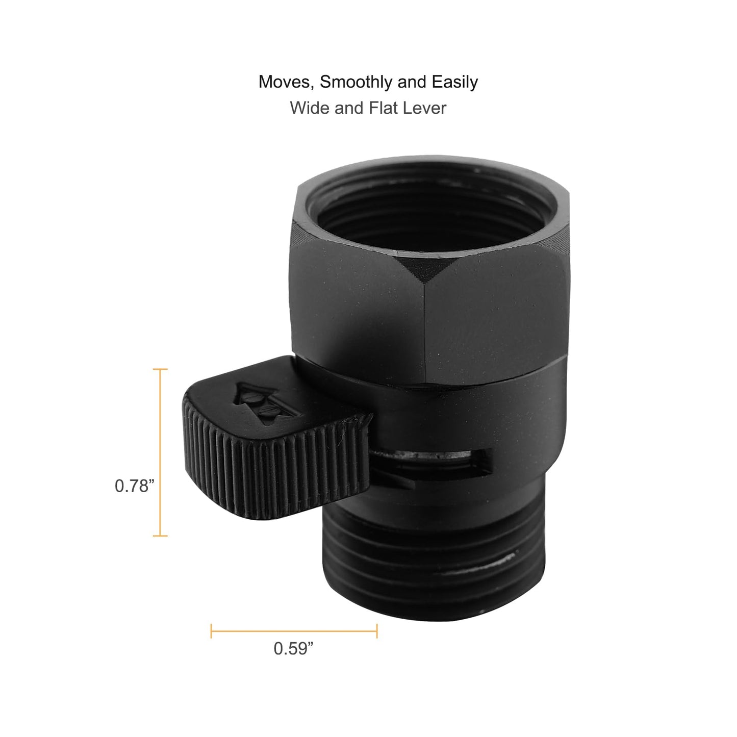 Matte Black Water Flow Control Valve, 1/2" Shower Head Flow Control Brass Shut Off Valve for Handheld, Water Pressure Regulator Replacement for Shower System