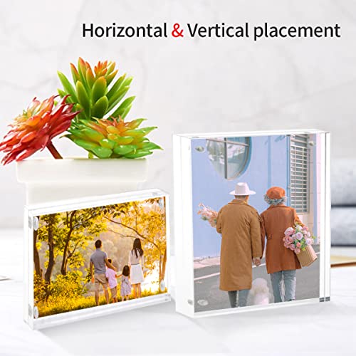 Sezanrpt Acrylic 4x6 Picture Frame, Clear Photo Display Magnetic Photo Frame 4x6, Double Sided Frameless Desk Picture Frames for Office - size: 4'' x 6''