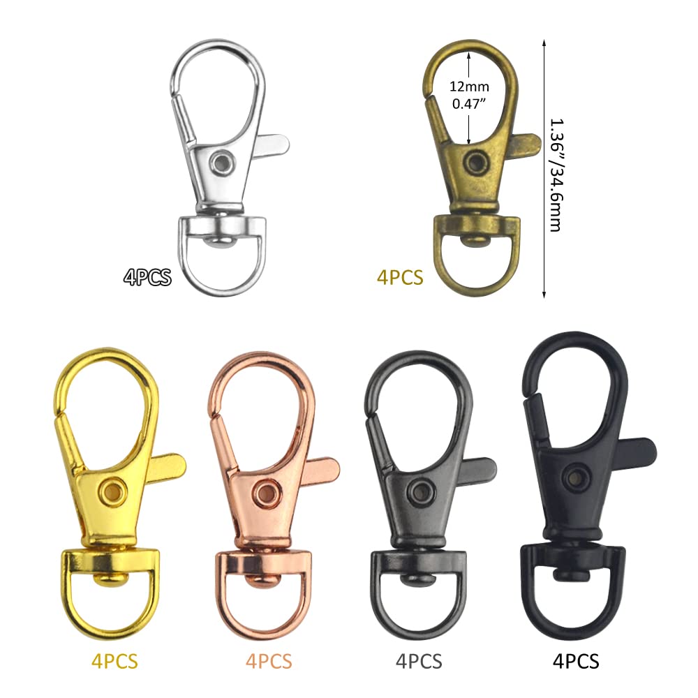 XINMEIWEN 72PCS Key Fob Hardware Set Including 24 Key Fob Hardware with Key Ring 24 Colorful Leather Keychain Tassel and 24 Swivel Snap Hooks for Keychain Making Supplies (6 Colors)