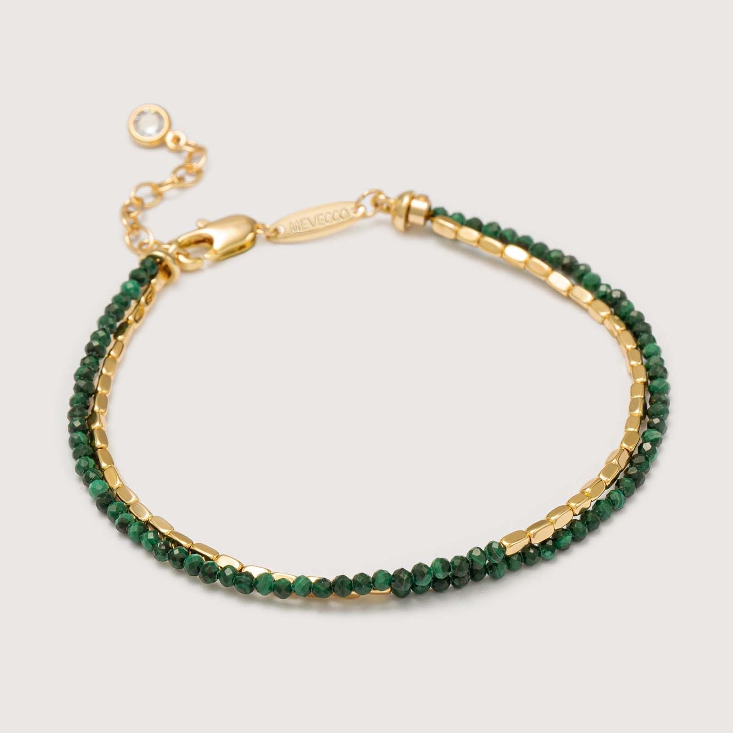 MEVECCO Bead Bracelet for Women 18K Gold Plated Layered Hematite Malachite Stone Mixed Bracelets Handmade Gold Custom Beaded Charm Chain Bracelet Stack Jewelry Gifts