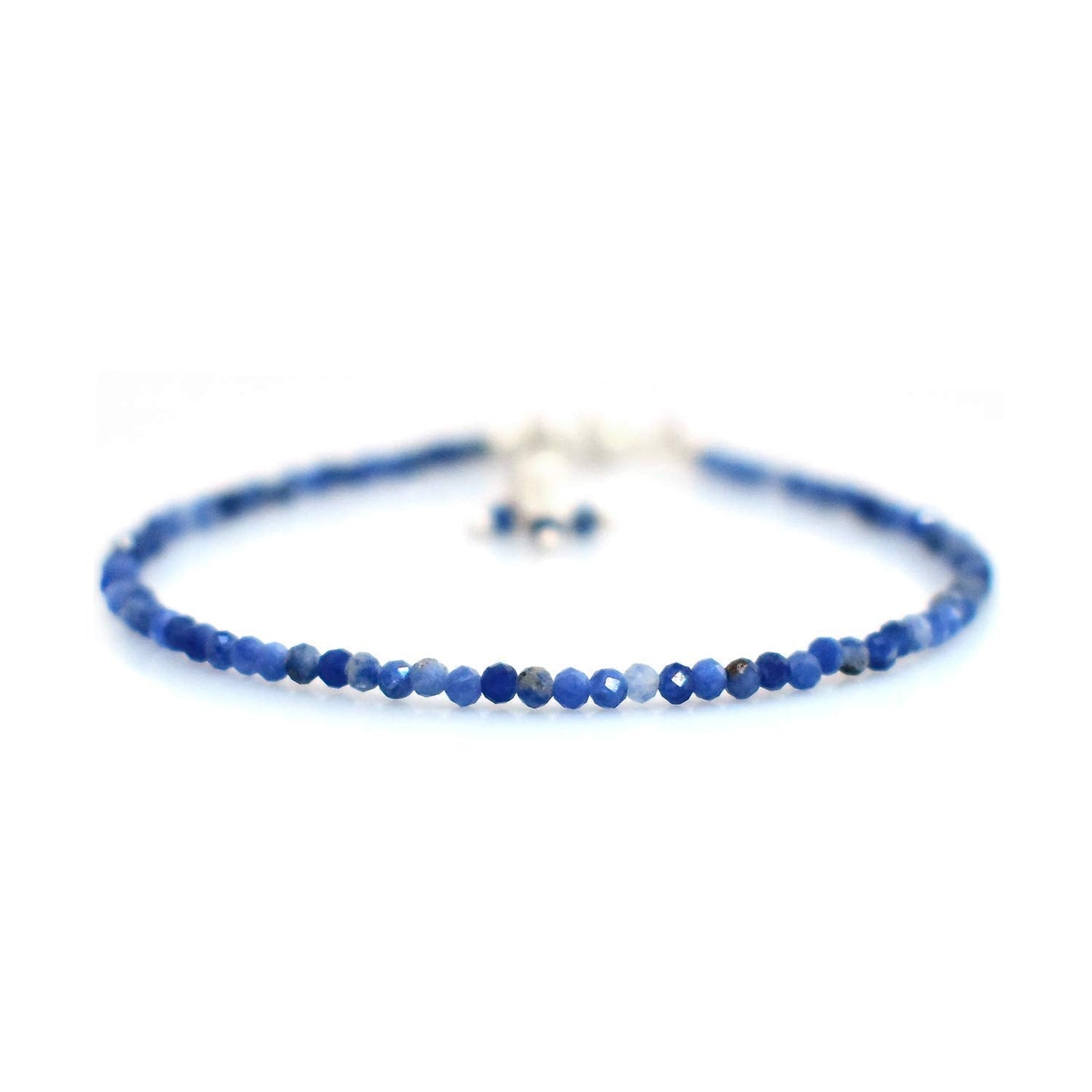 Gempires Sodalite Dainty Bracelet for Women | Handmade 2.5 mm Faceted Beads | Minimal Stacking Jewelry | Adjustable Lightweight Fit | Blue Crystal Gift
