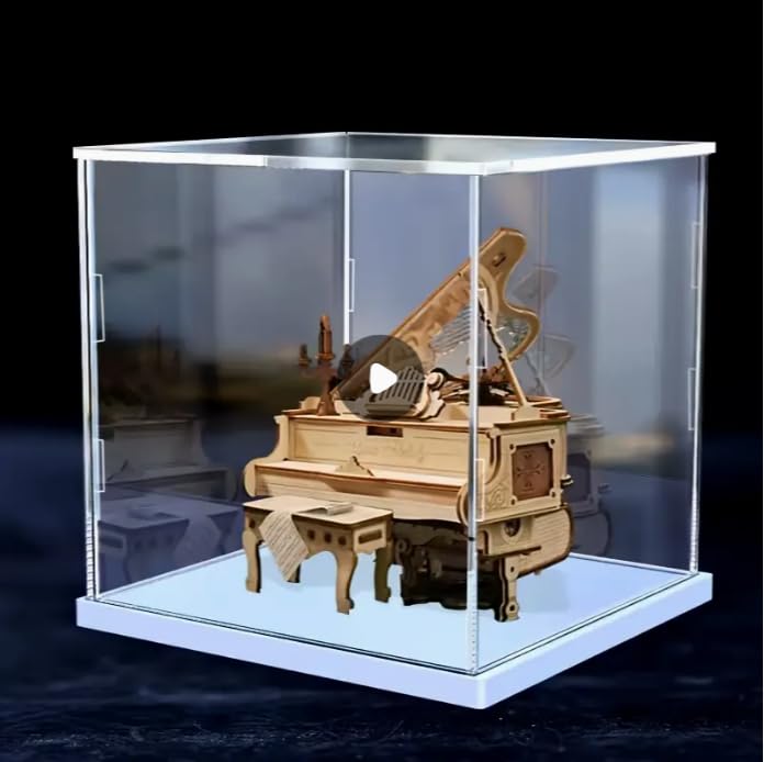 Clear Acrylic Display Case, Assemble Cube Display Box Stand with PVC Material White Base, Dustproof Protection Showcase for Collectibles Memorabilia Figurines (8*8*12inch;20*20*H30cm) - size: 8 x 8 x 12 in
