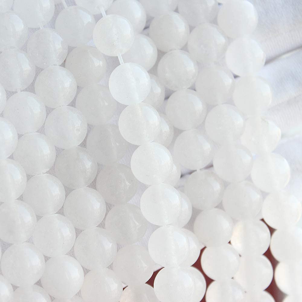 MJDCB Beads for Energy Bracelets Yoga Bracelet DIY Bracelet Natural Stone Beads White Jade 45 Pieces, 8mm