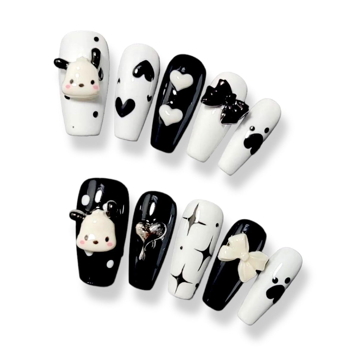 Kawaii Kuromi Pochacco Anime 3D Nail Decal Nana Press on Nails