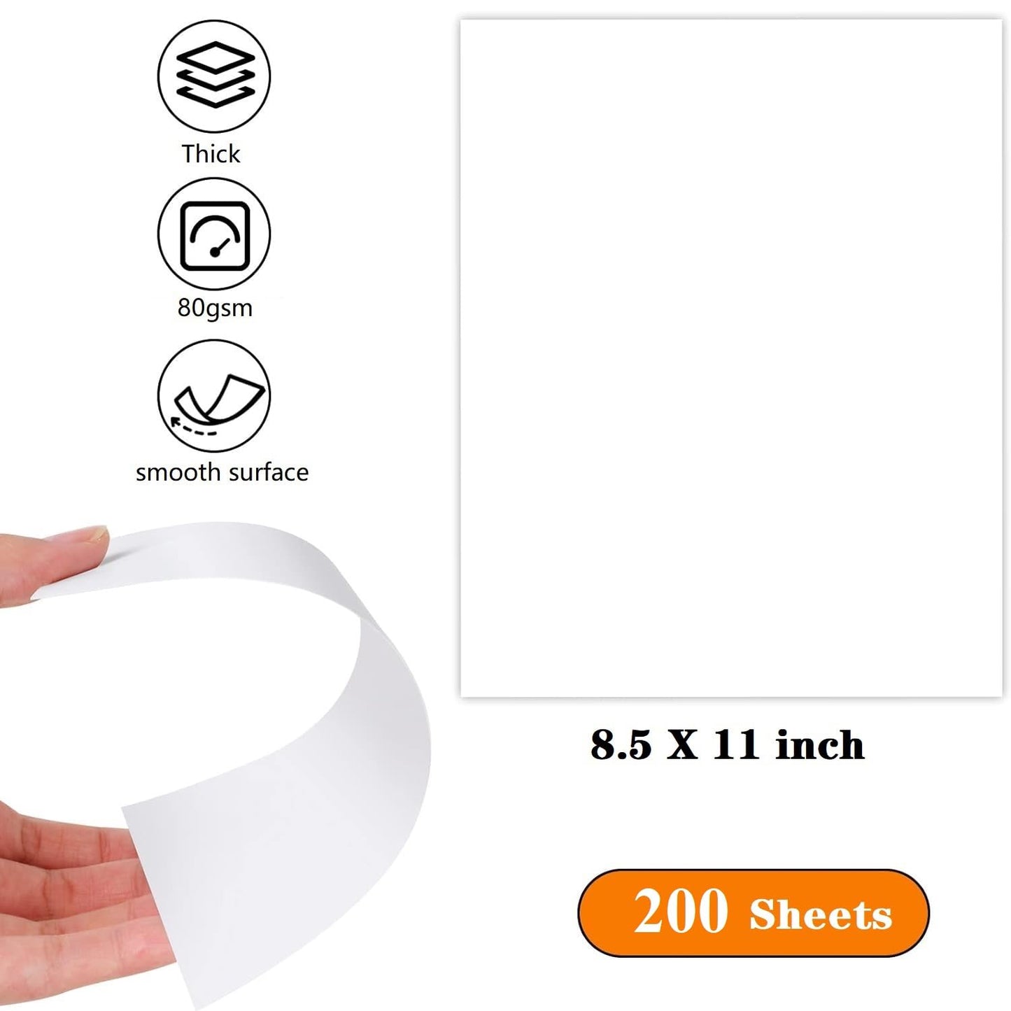 8.5"x11" Sketching Drawing Paper for Art Craft Supplies, White Paper for Sketch 200 Sheets