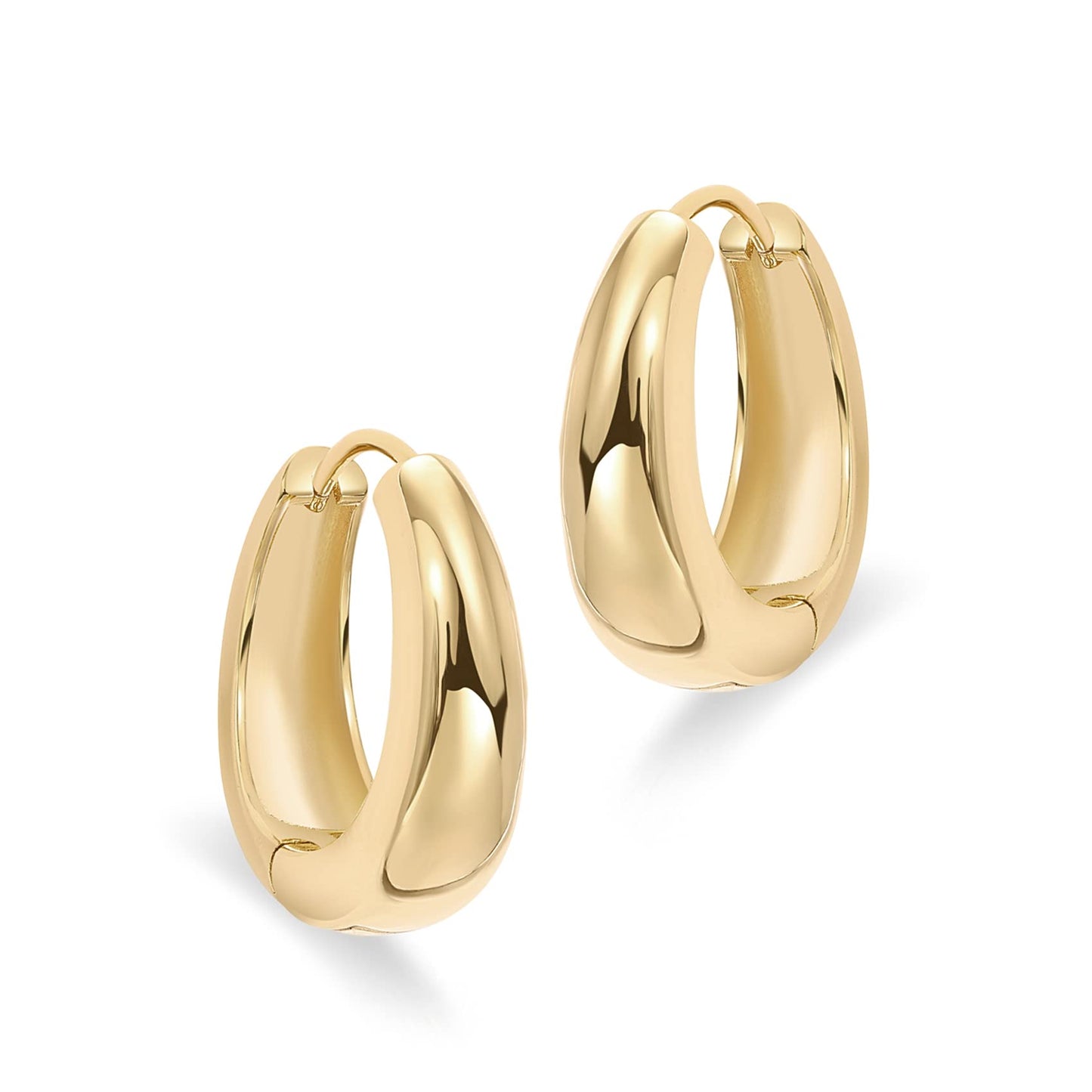 PAVOI 14K Gold Plated 925 Sterling Silver Post Small Chunky Hoop Earrings - Thick Lightweight Gold Hoop Earrings for Women