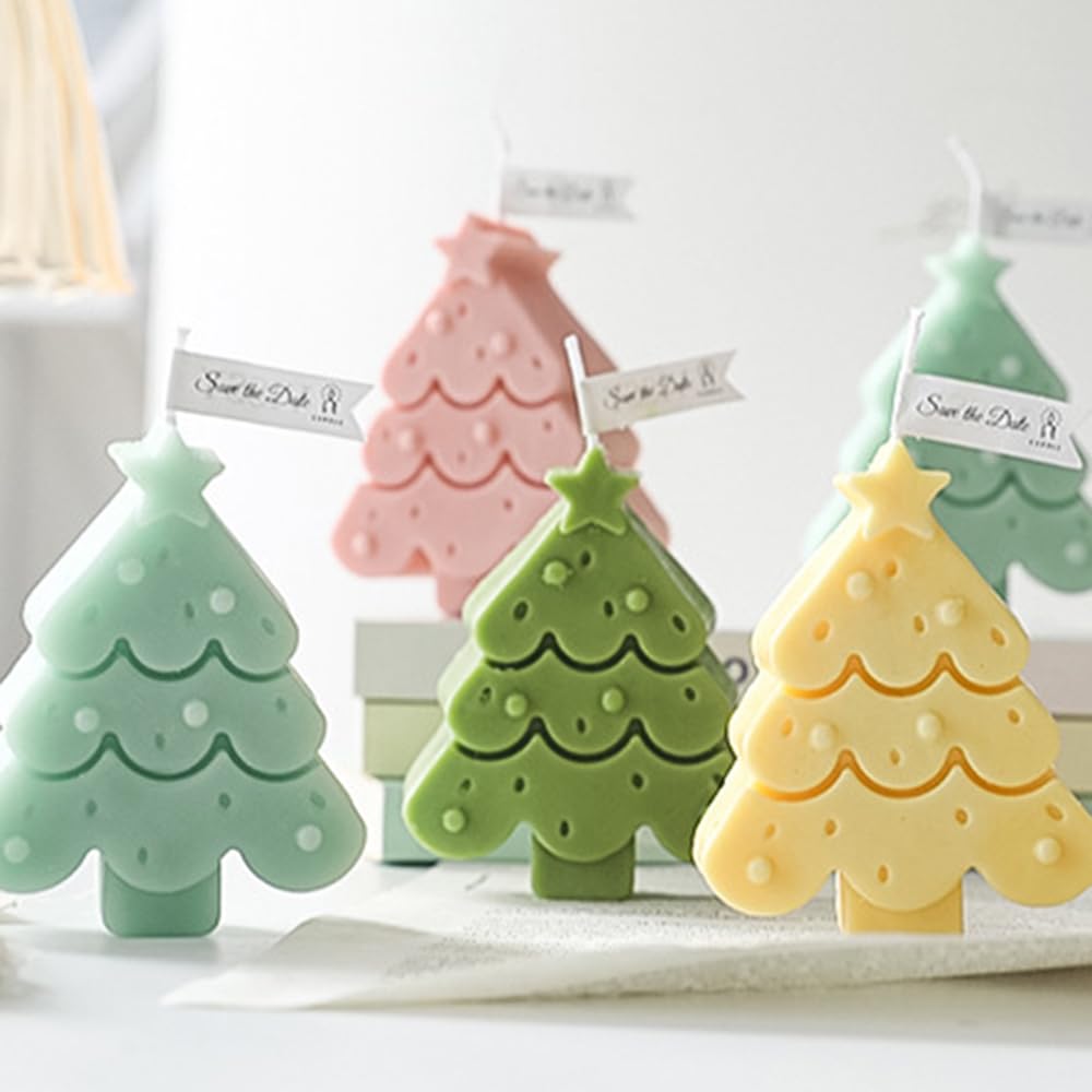 Christmas Tree Aromatherapy Candles, Home Decor Candle, Scented Candle Party Christmas Home Decoration Gifts Room Decor 1 Box (Olive Green 01)