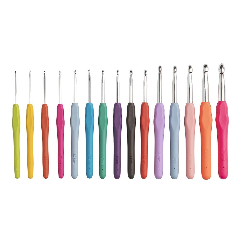 Knit Picks WeCrochet 15 Piece Expanded Bright Crochet Hook Set with Ergonomic Handles