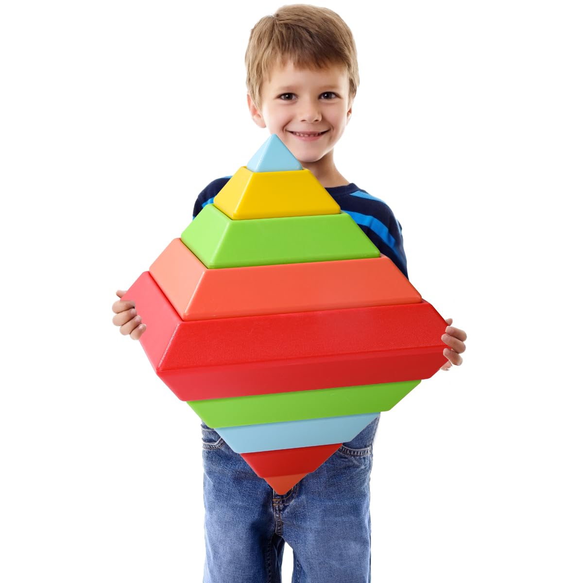 Large Building Blocks Set - 30 Giant Blocks for Stacking - Develops Hand Eye Coordination & Cognitive Skills - Ages 4-8 - Indoor & Outdoor Play