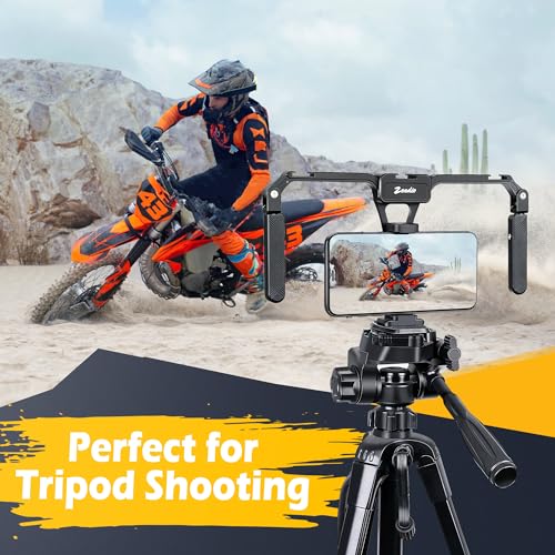 Zeadio Aluminum Smartphone Stabilizer Grip, Foldable Cellphone Video Rig, Filmmaking Vlogging Case, Phone Stabilizer Tripod Mount for All iPhone and Android Smartphones - style: Foldable Version