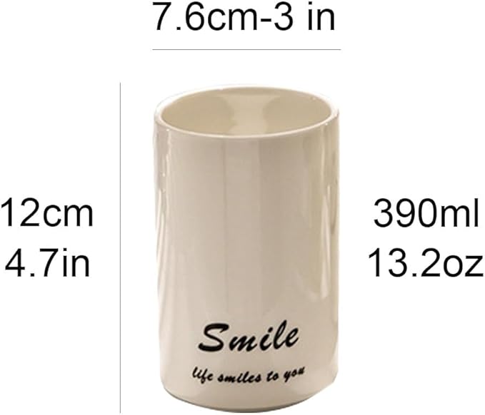 Smiley Face Ceramic Toothbrush Cup - Creative Smile Design, Practical Bathroom Cup, Perfect for Home, Dorm, or Gifts (White & A)