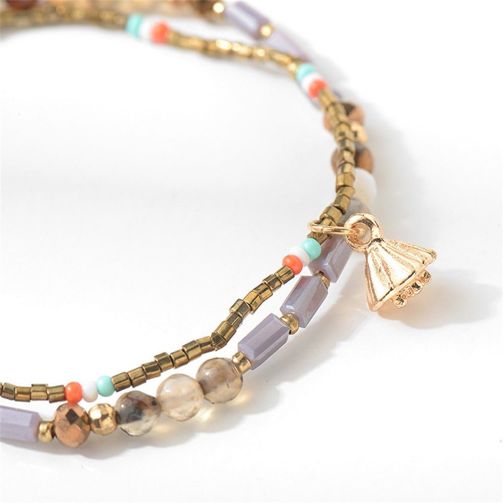 JOYA GIFT Adjustable Wrap Bracelet Bohemian Braided Beads Bracelet for Women Summer Beach Anklet