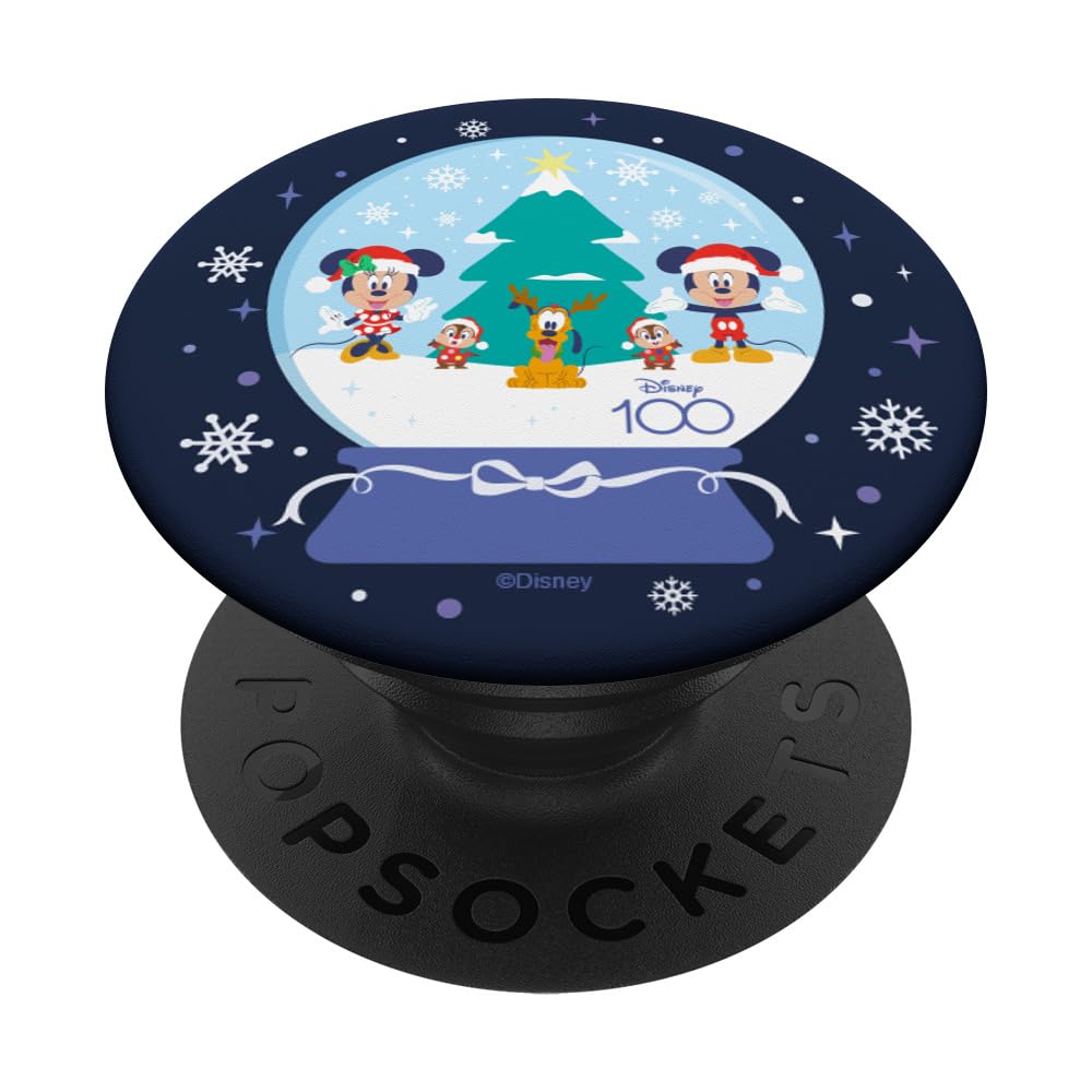 Disney 100 Mickey Minnie Chip Dale Pluto Christmas Snowglobe PopSockets Standard PopGrip