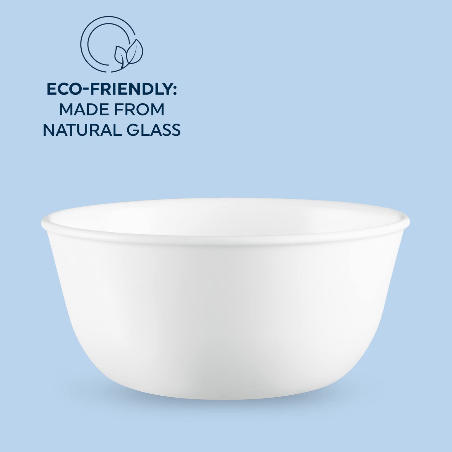 Corelle Vitrelle 28-oz Soup/Cereal Bowls Set of 6 Chip & Crack Resistant Dinnerware Bowls for Soup, Ramen, Cereal and More, Triple Layer Glass, Winter Frost White