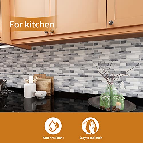 WOWSTAR 10-Sheet Peel and Stick Backsplash Tile for Kitchen Wall, Back Splash Stick On Tiles for Kitchen (12"x 12", Gray) - color: Gray