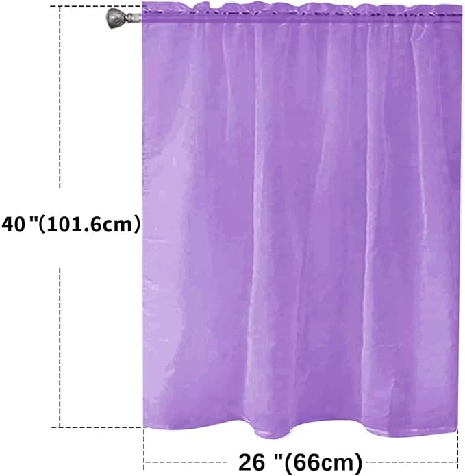 SpaceDresser Basic Rod Pocket Sheer Voile Window Curtain Panels Lavender 1 Pair 2 Panels 26 Width 40 Inch Long for Kitchen Bedroom Children Living Room Yard（Lavender，26Wx 40L）