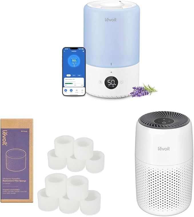 LEVOIT Dual 200S Smart Humidifiers & Top Fill Humidifier Replacement Filters & Air Purifiers for Bedroom Home