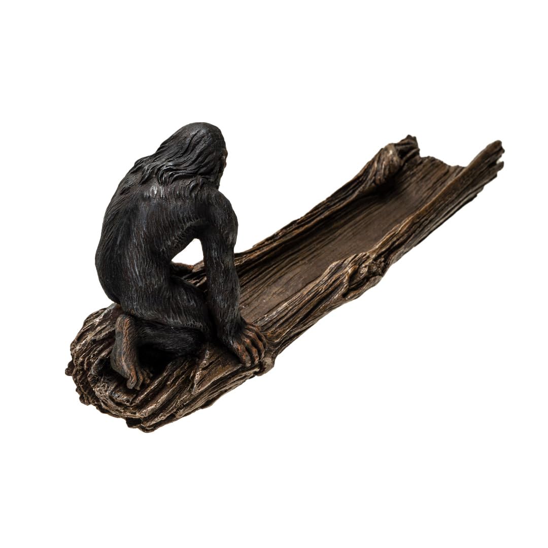 Pacific Giftware Sasquatch Bigfoot Gorilla Ape on Log Incense Stick Burner Holder for Nature Inspired Driftwood Design Aromatherapy Polyresin Home Decor 3.5" H