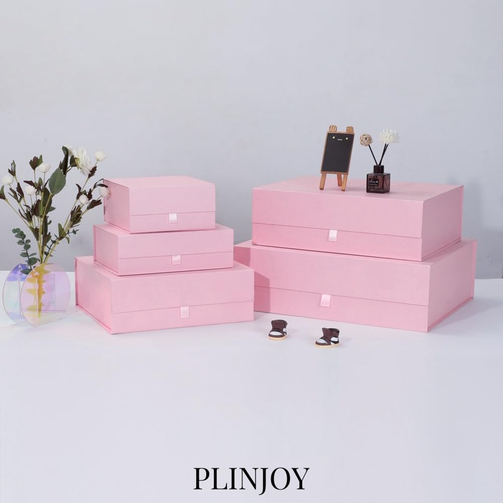 PLINJOY Extra Large Pink Gift Box 16.5x14x5.5 Inches,Gift Boxs for Presents with Lid Magnetic Closure Collapsible,Bridesmaid Proposal Box,Birthday, Christmas,for Clothes and Large Gifts