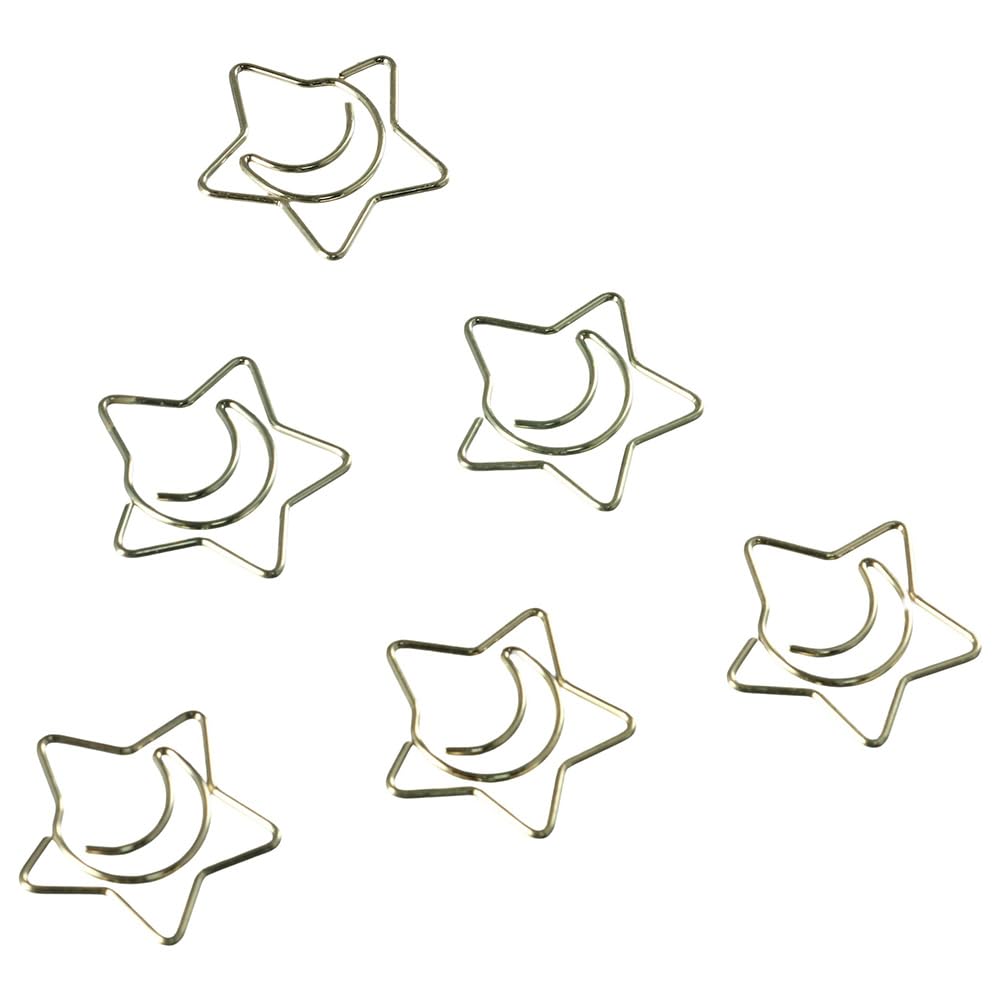 dohobby 50pcs Creative Moon and Star Shaped Paper Clip, Cute Gold Metal Bookmarks Memo Clips Set with Storage Box,Office Accessories for Home, Office
