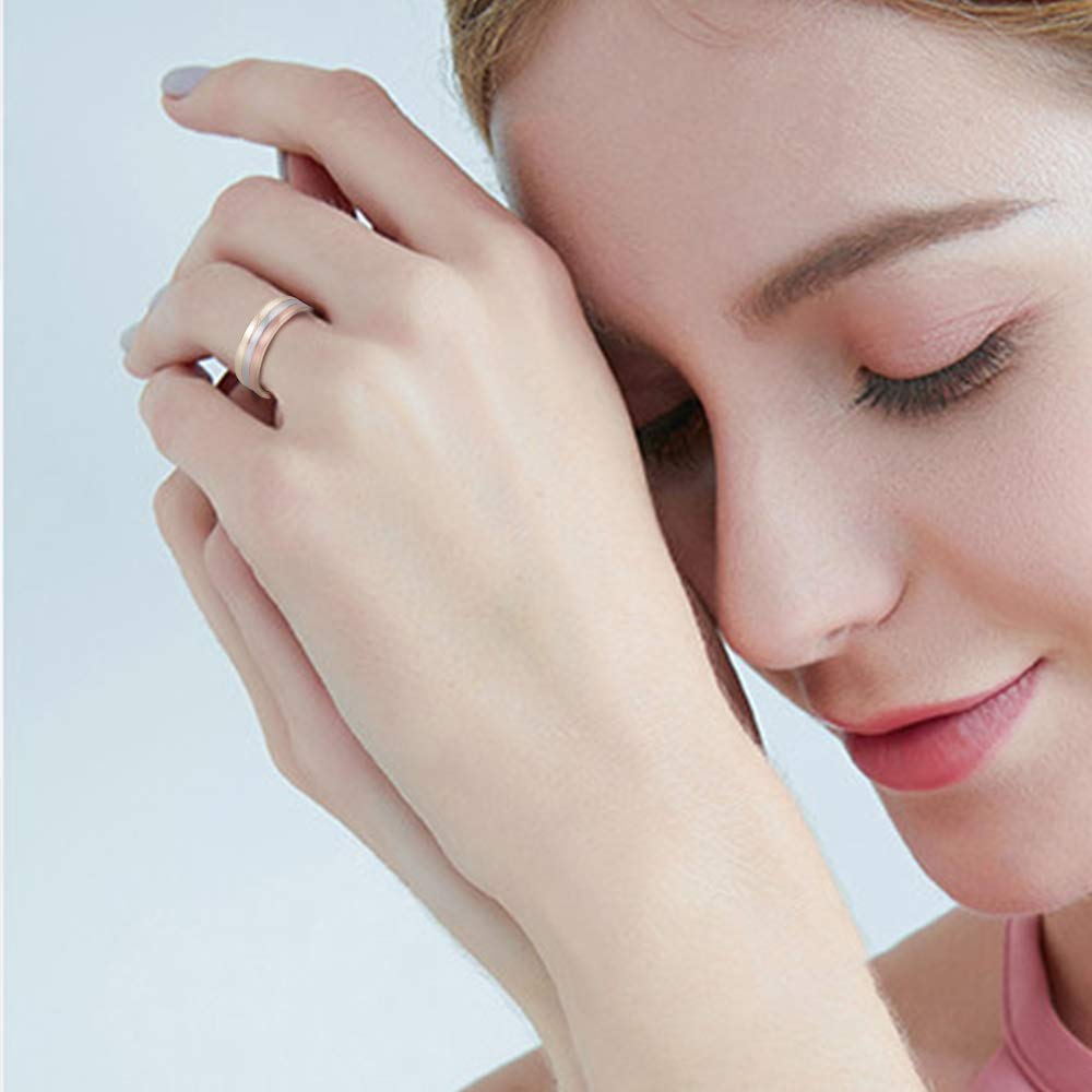 EnerMagiX Copper Rings for Women, 99% Pure Copper Set Magnetic Ring, Jewelry Gift(Tricolor Gold)