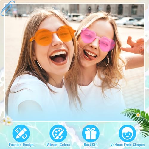Pibupibu 24/48 Pack Mixed Rimless Colorful Party Sunglasses Bulk, Fun Party Glasses Photoshoot Prop Costume Eyewear - color: 48 Mixed