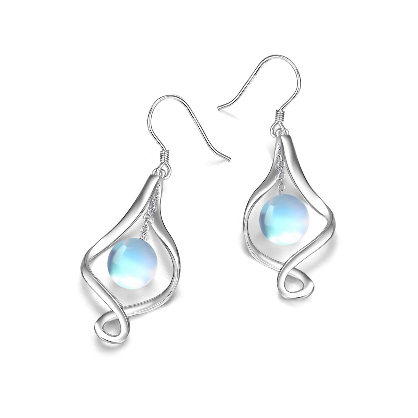Moonstone Earrings Sterling Silver Moonstone Ball Dangle Earrings Dangling Jewelry Gifts for Women