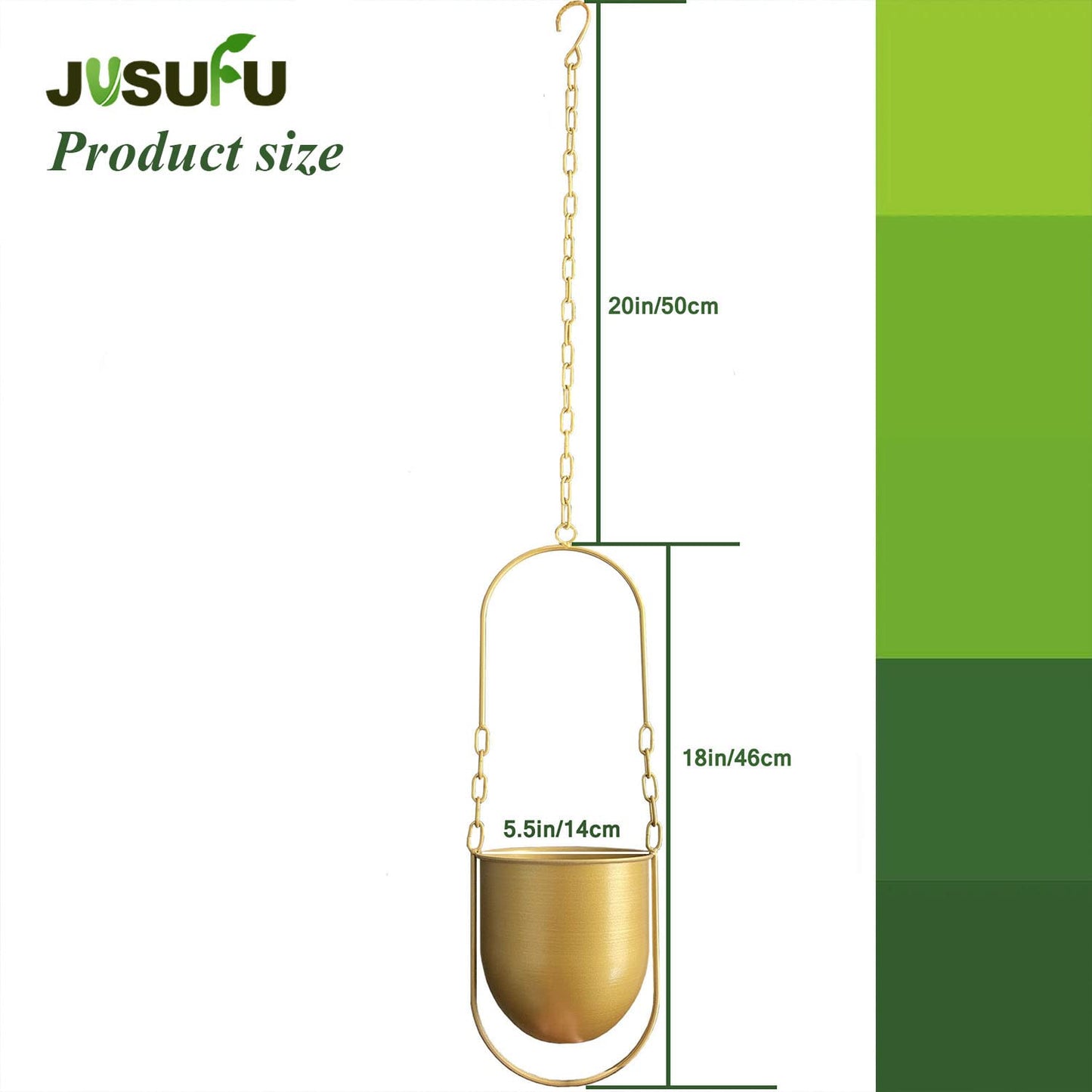 JUSUFU Metal Hanging Planters for Indoor & Outdoor, No Plant Included(Gold)