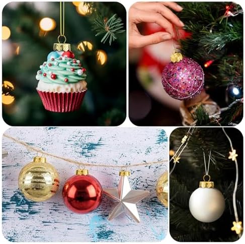 Ornament Caps 100Pcs Secure Metal Christmas Ornament Hooks Replacement Hangers for Christmas Tree, Porcelain, Ceramic or Glass Decoration, 20mm, Golden| Hooks for Trees